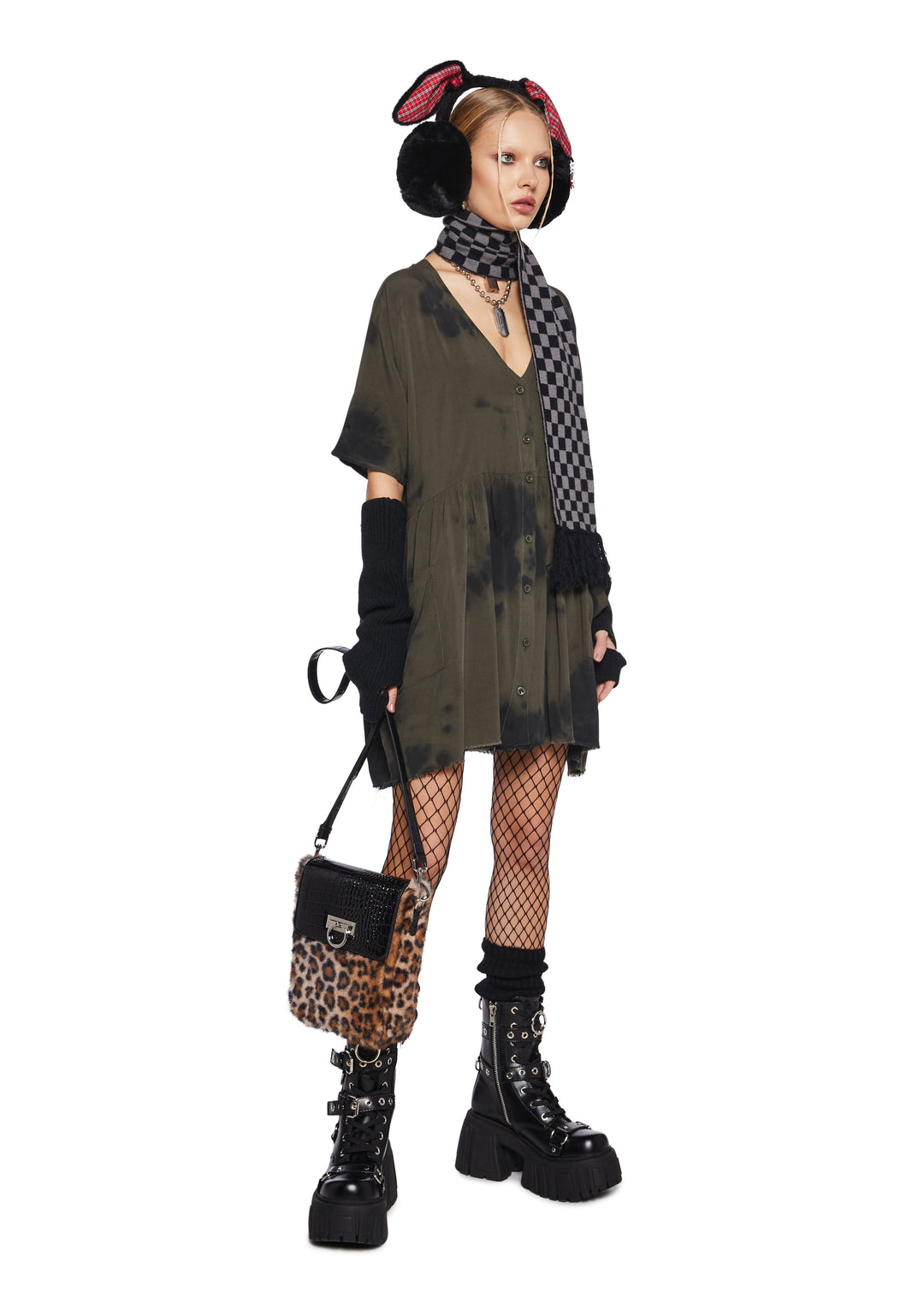 Womens Sexy Tie Dye Babydoll Dress Current Mood - Green - Image 2