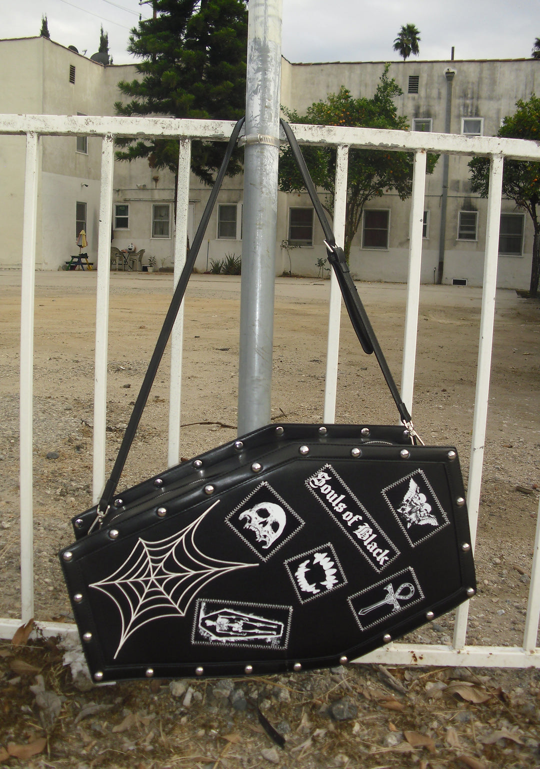 The Grave Girls Coffin Shaped Goth Patch Spiderweb Shoulder Bag - Black - Image 8