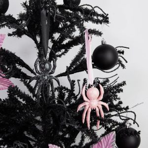 Glitter Spider Tree Ornament Set Dolls Home - Black/Pink