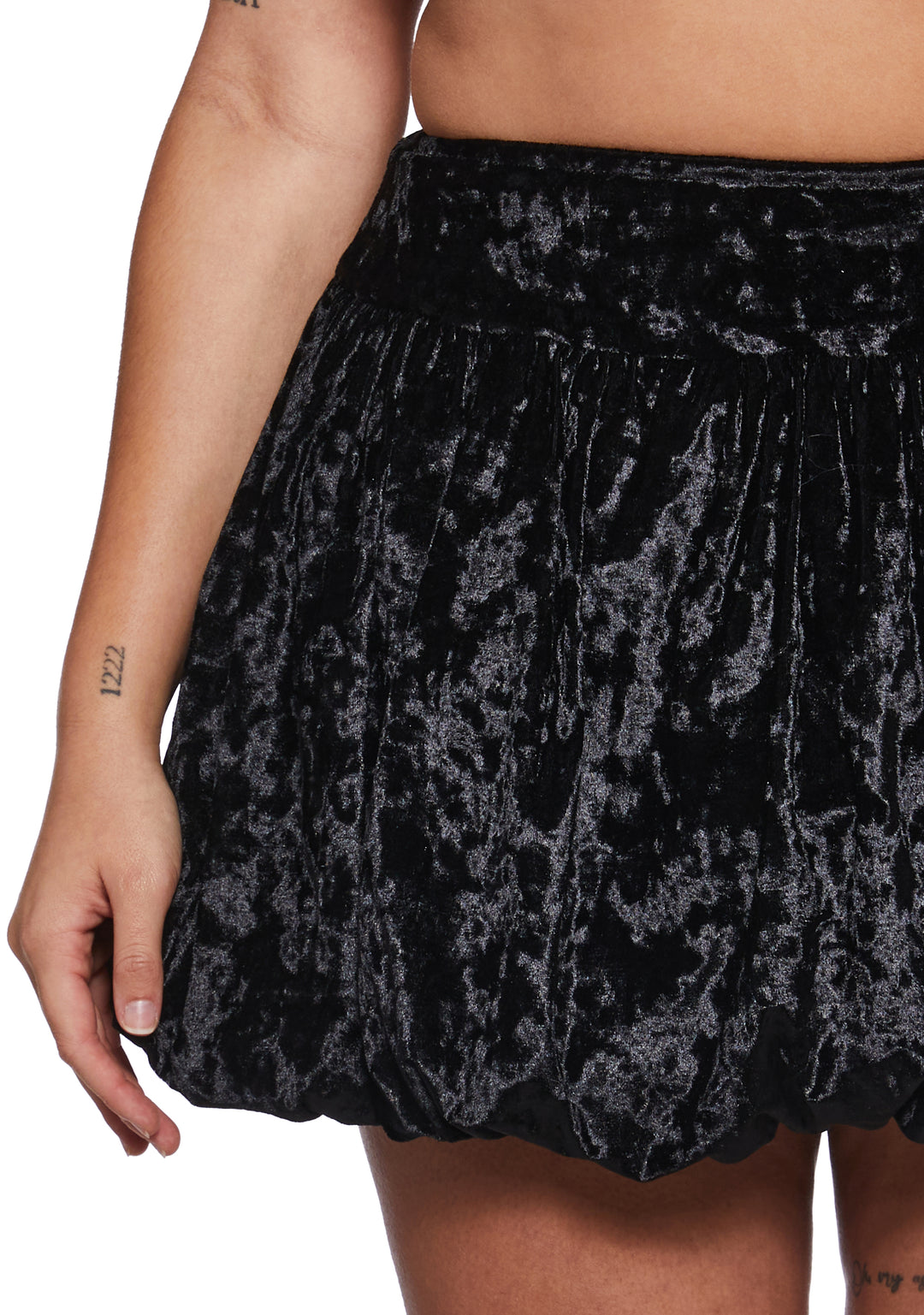 NYE Crushed Velvet Bubble Mini Skirt Current Mood - Black - Image 9