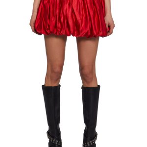 Satin Wraparound Bubble Mini Skirt Current Mood - Red
