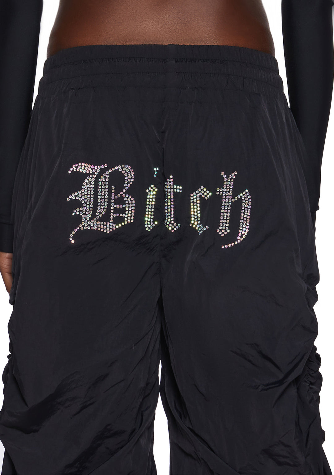 Bitch Ruched Gathered Nylon Pants Poster Grl - Black - Image 6