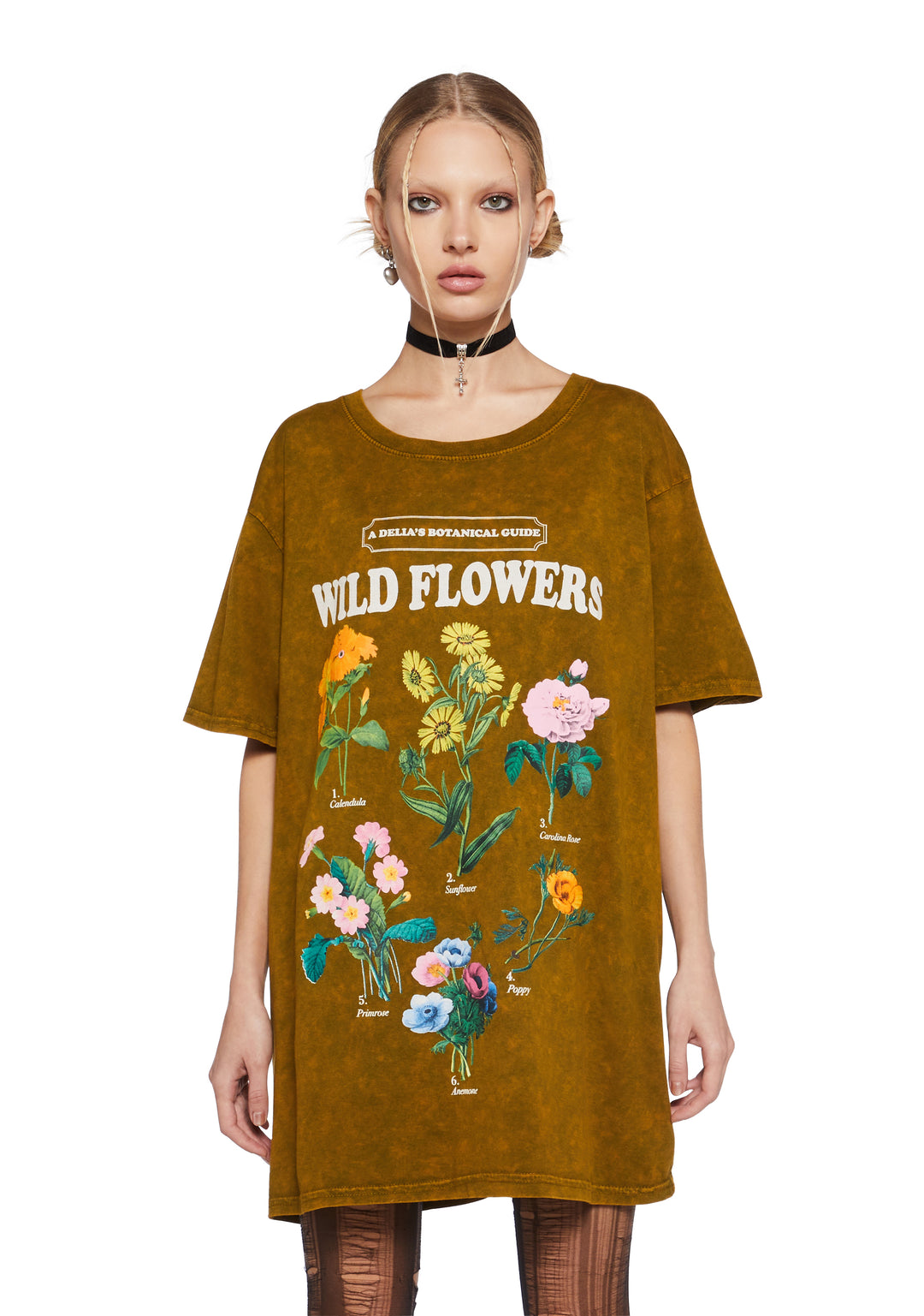 Women's Wildflower Graphic Oversized Tee Delia's - Green