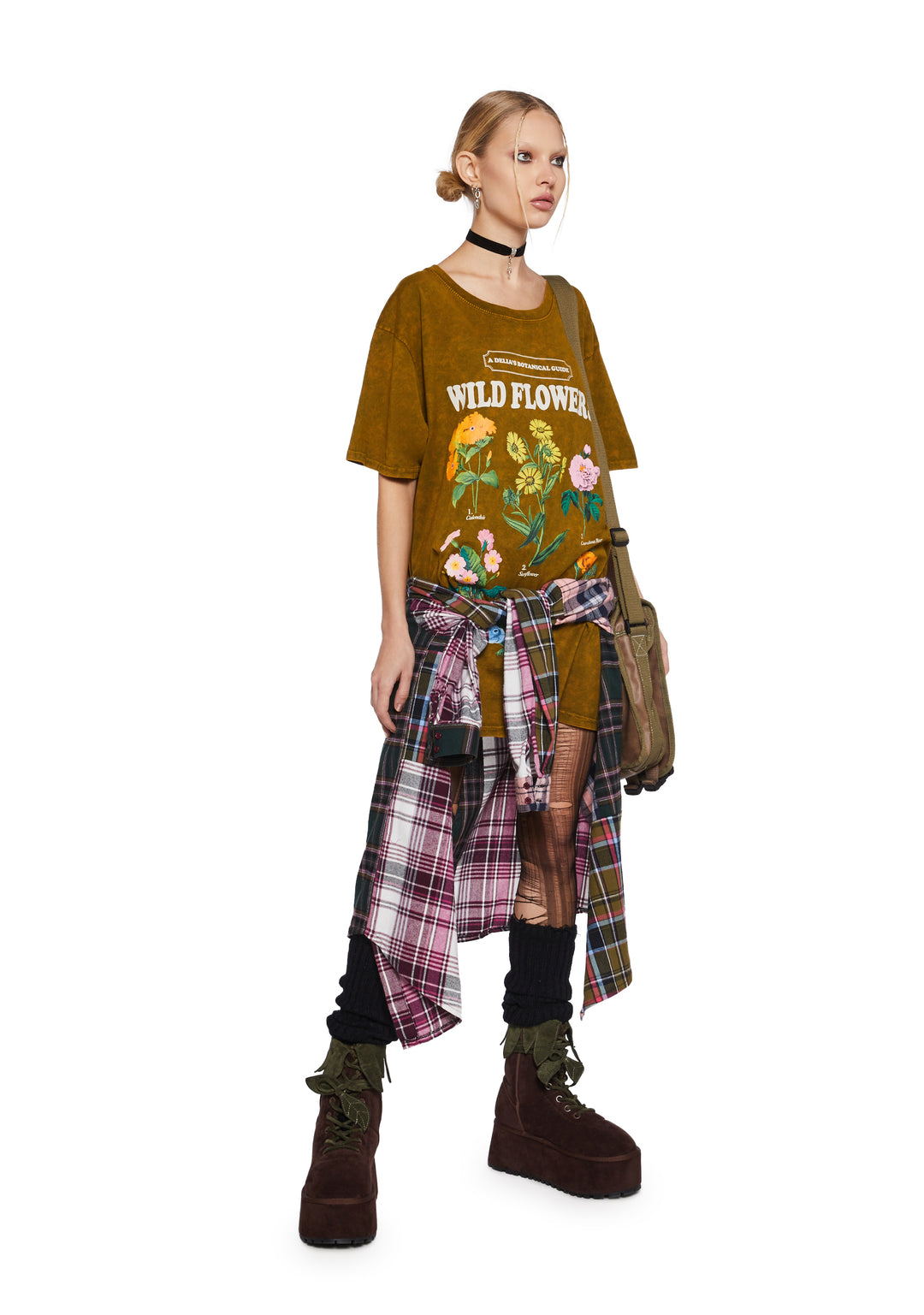 Women's Wildflower Graphic Oversized Tee Delia's - Green - Image 5