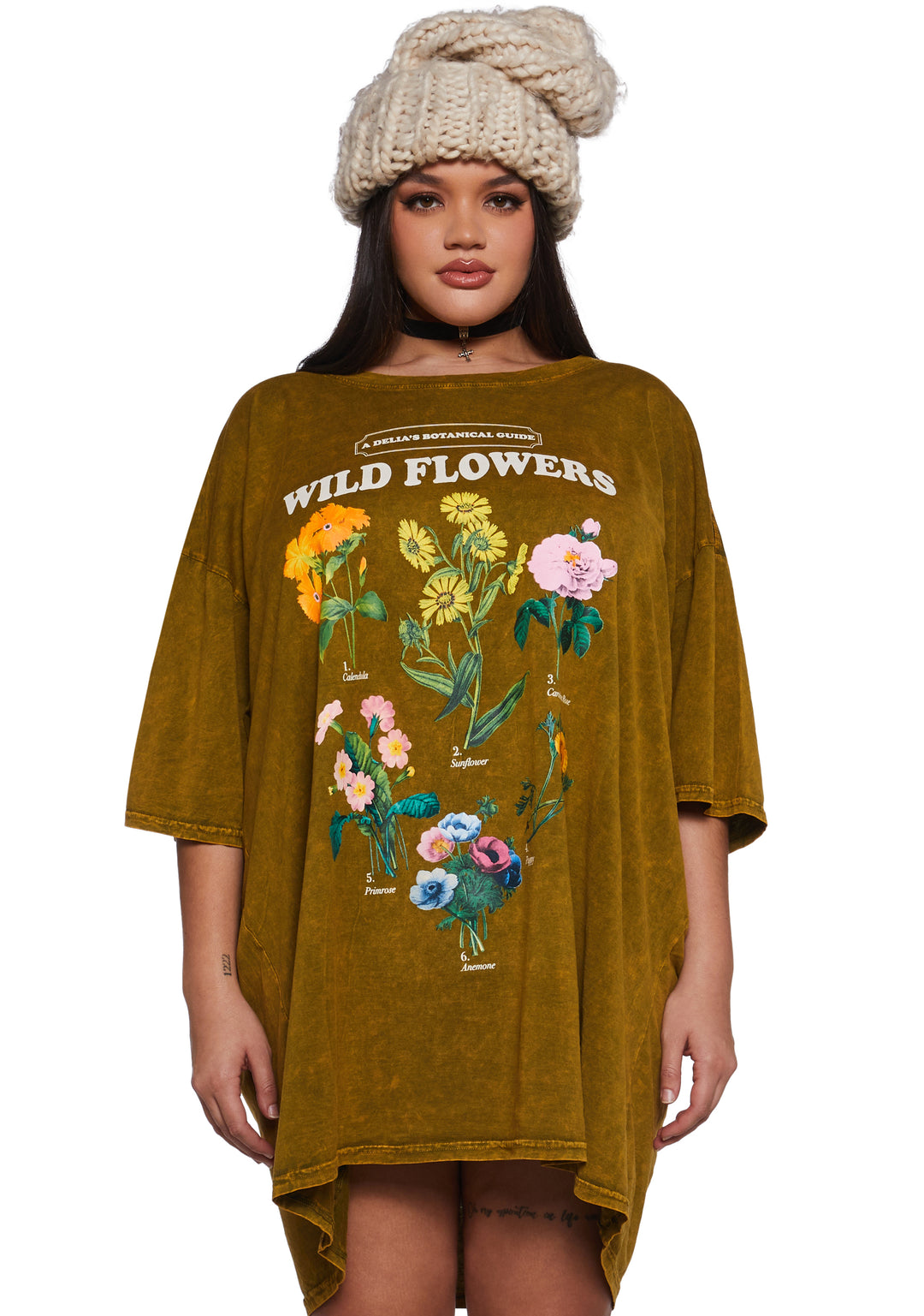 Women's Wildflower Graphic Oversized Tee Delia's - Green - Image 2