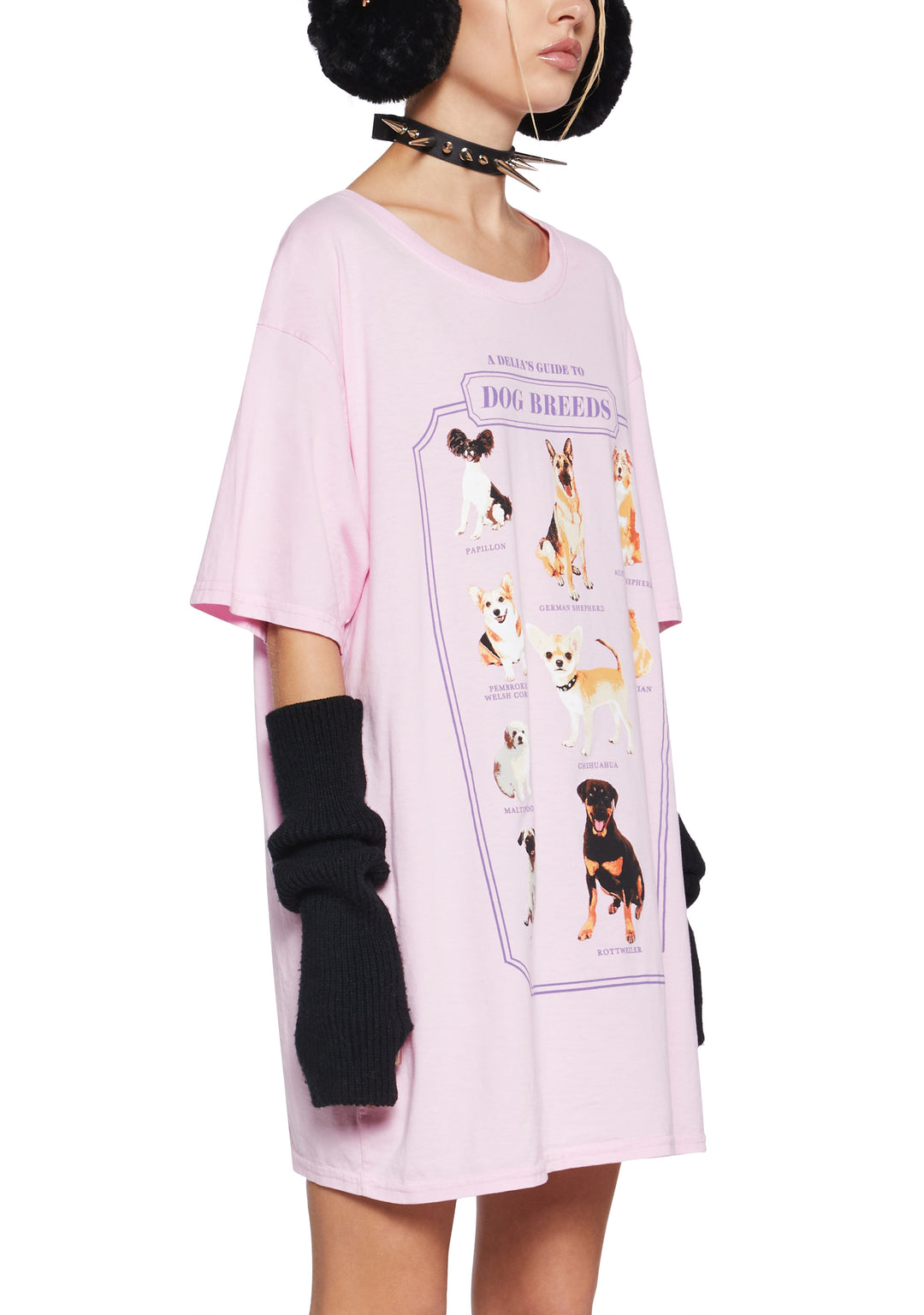 Dog Breed Stretchy Knit Oversized Graphic Tee Delia's - Pink - Image 5