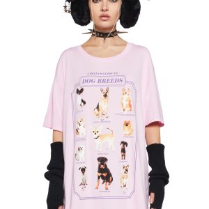 Dog Breed Stretchy Knit Oversized Graphic Tee Delia's - Pink