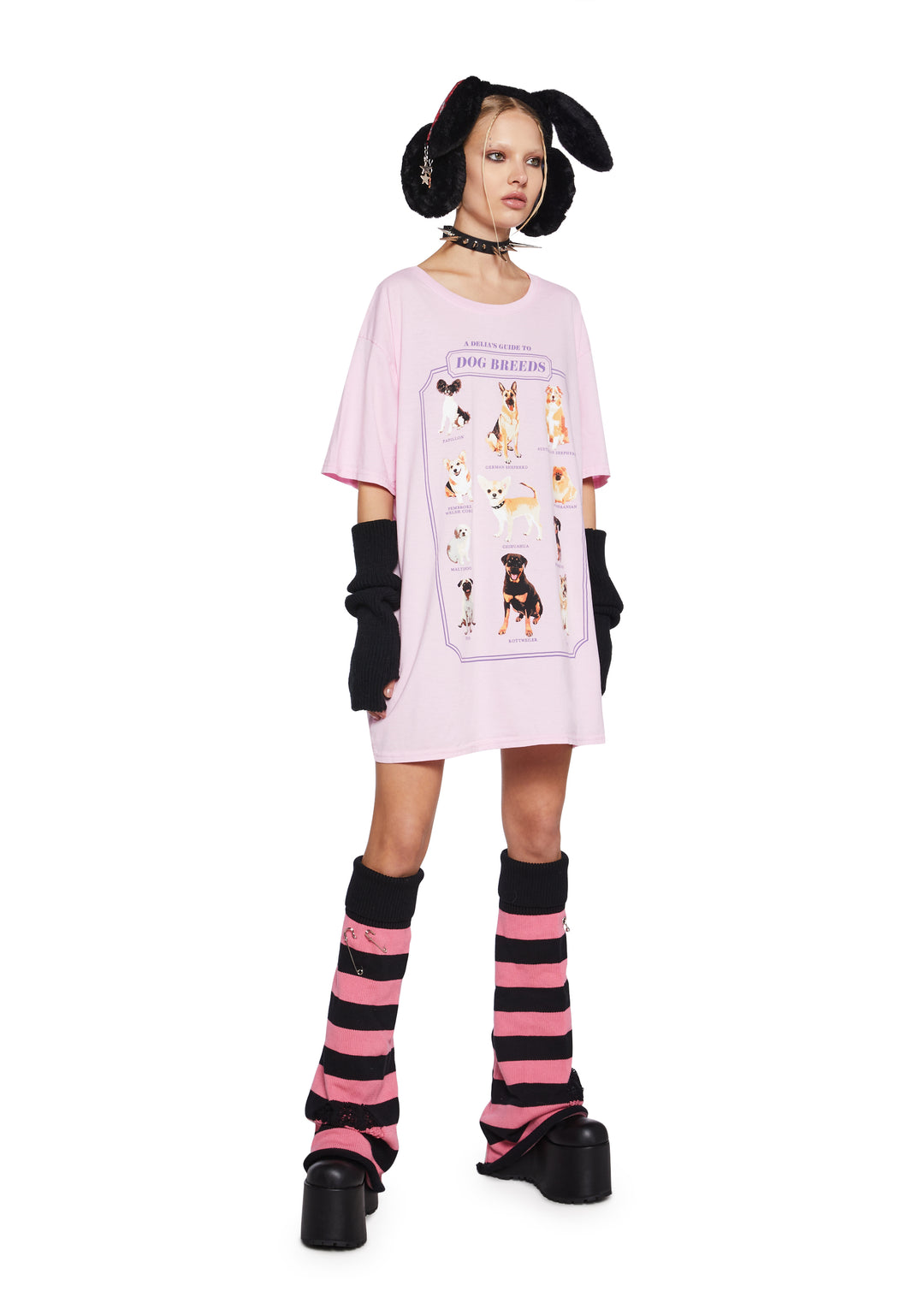 Dog Breed Stretchy Knit Oversized Graphic Tee Delia's - Pink - Image 2