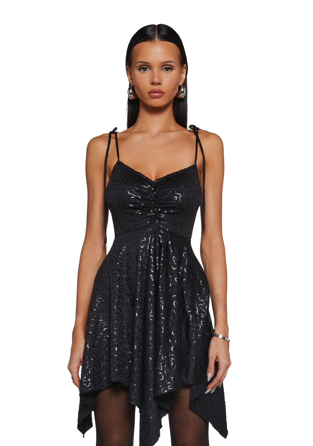 Womens Sexy Sequin Mini Dress NYE Current Mood - Black