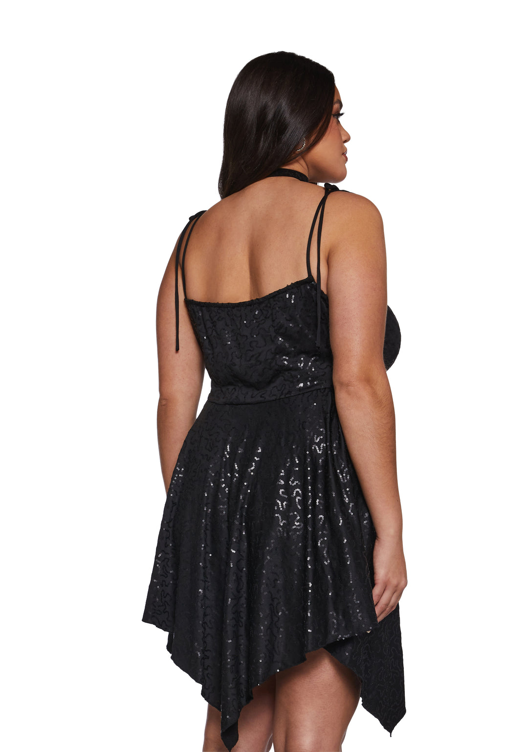 Womens Sexy Sequin Mini Dress NYE Current Mood - Black - Image 8