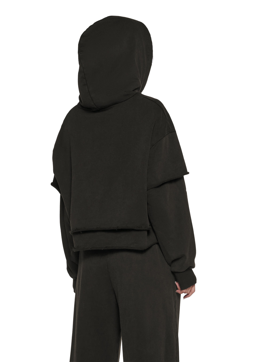 Dolls Kill x NARUTO SHIPPUDEN Sakura Graphic Layered Cropped Hoodie - Black - Image 4