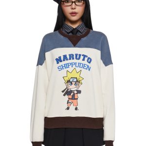Dolls Kill x NARUTO SHIPPUDEN Chibi Naruto Vintage Colorblock Crewneck Sweatshirt - Colorblock