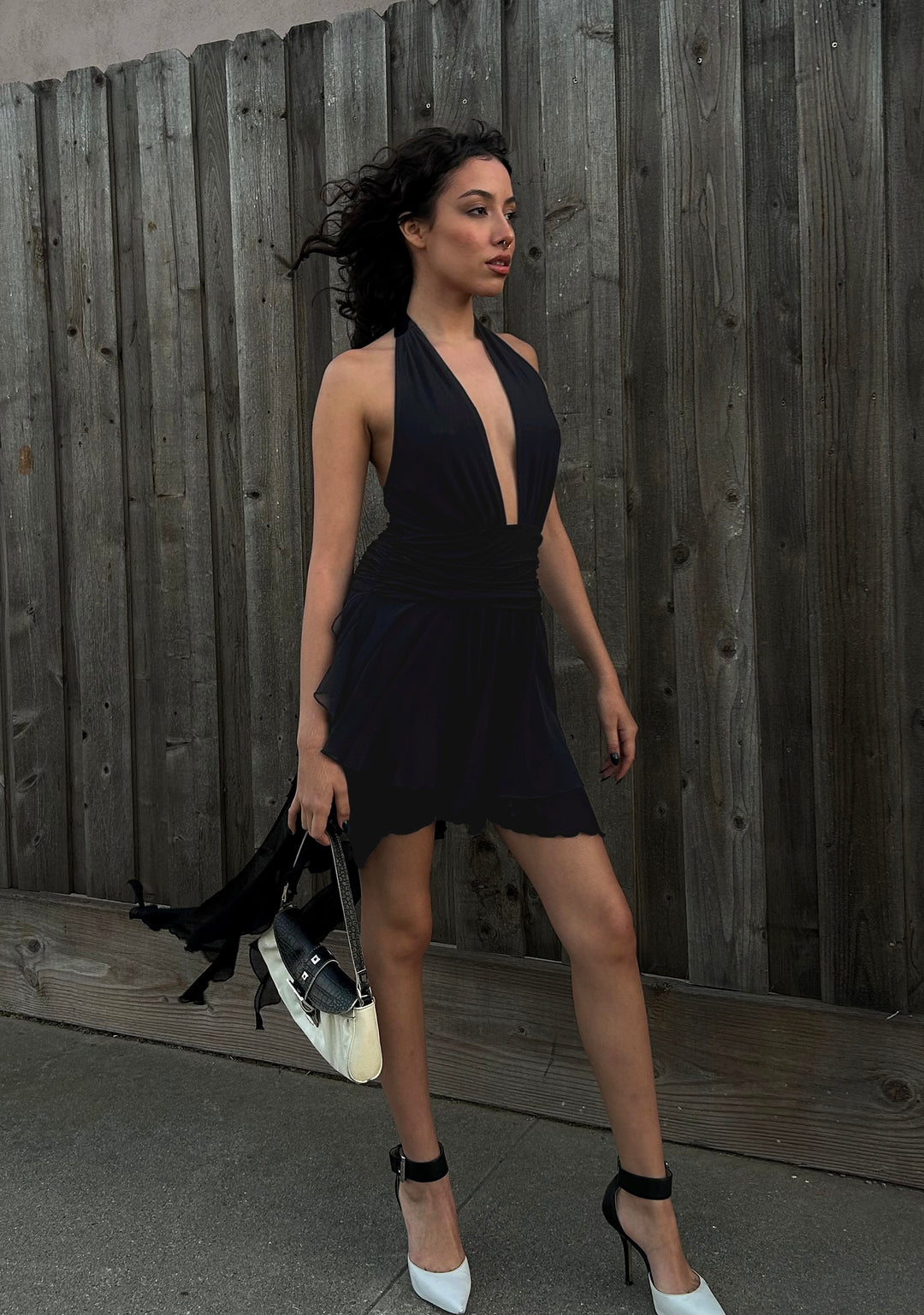 Womens Sexy Plunging Neckline Halter Mini Dress New Years Eve Special Occasion Current Mood - Black - Image 6