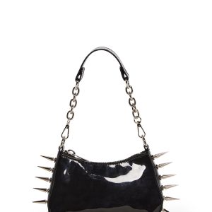 Spiked Chain Vinyl Shoulder Bag Current Mood - Black