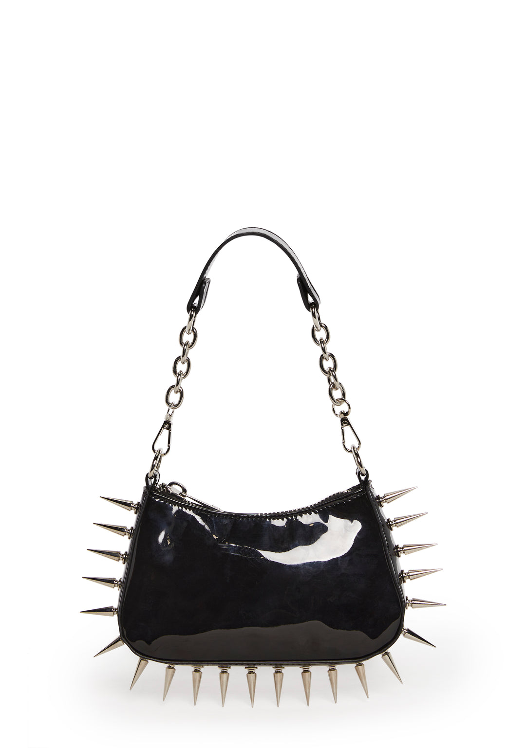 Spiked Chain Vinyl Shoulder Bag Current Mood - Black