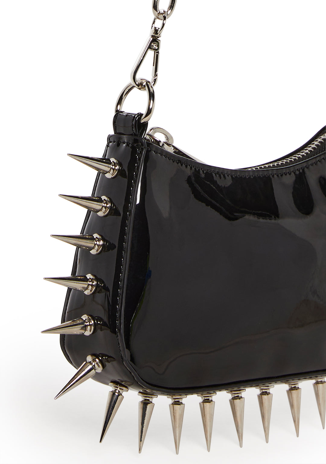 Spiked Chain Vinyl Shoulder Bag Current Mood - Black - Image 5