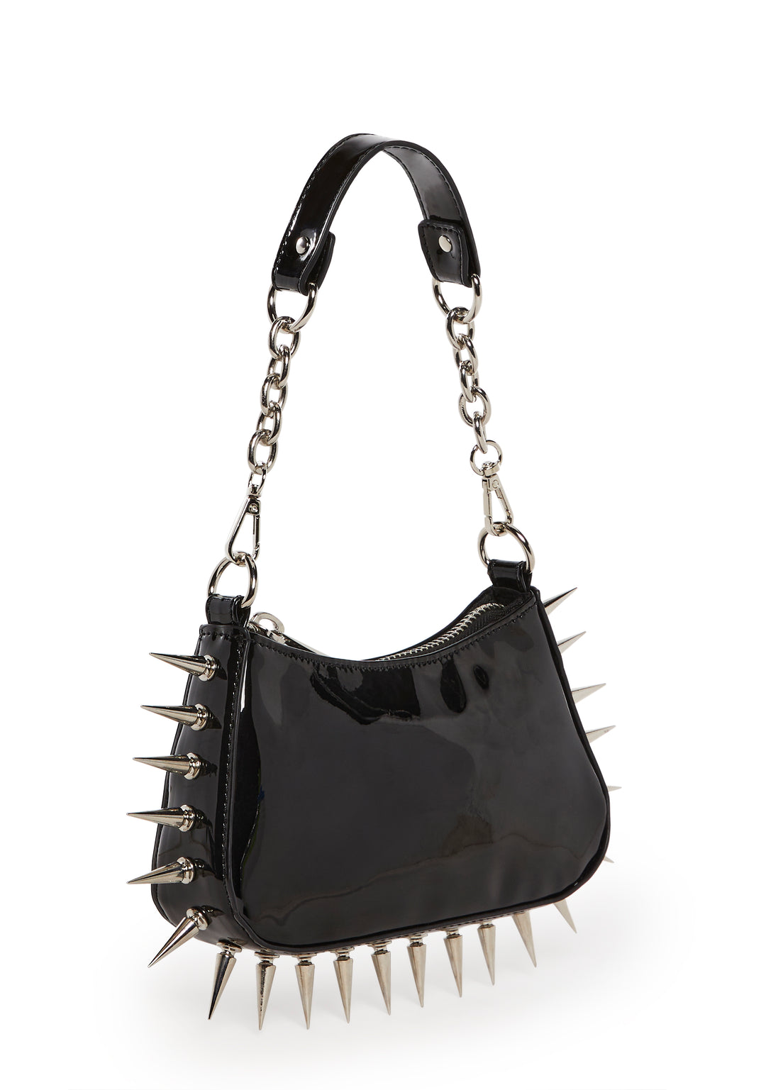Spiked Chain Vinyl Shoulder Bag Current Mood - Black - Image 3