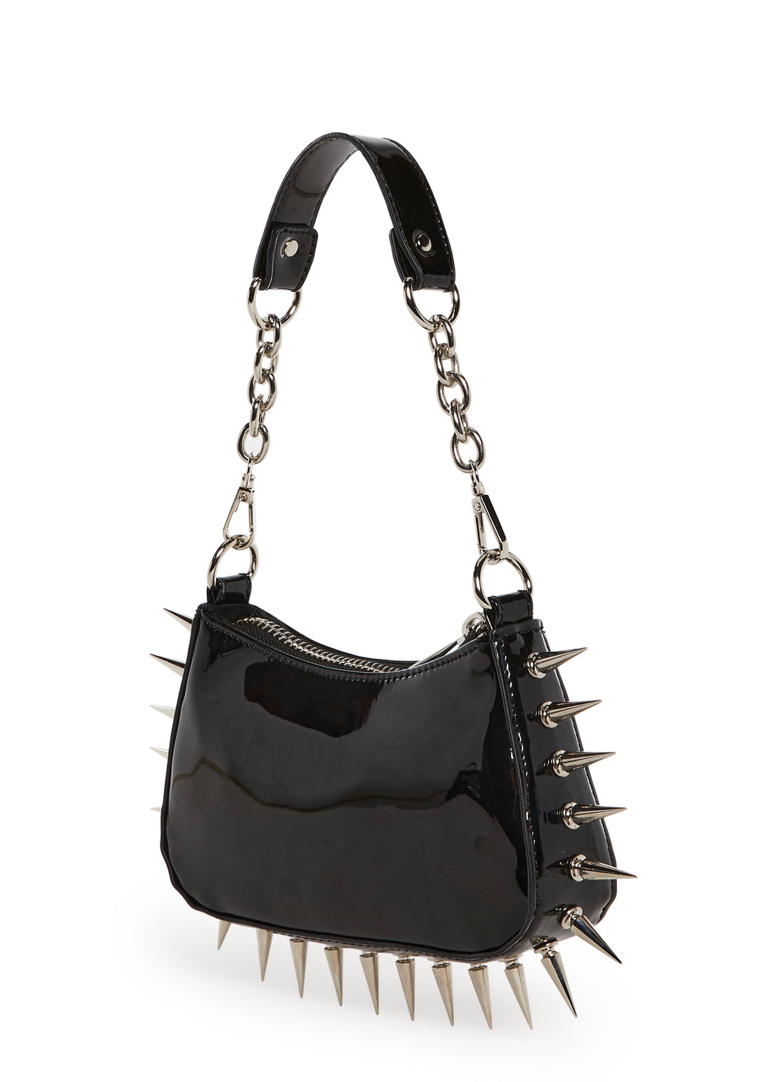 Spiked Chain Vinyl Shoulder Bag Current Mood - Black - Image 4