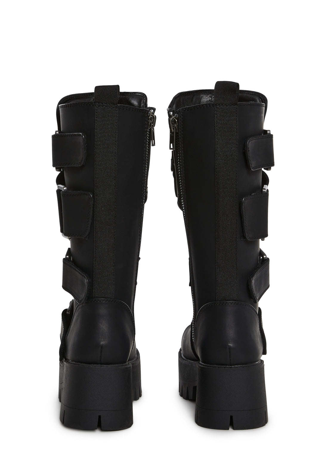 Matte Vegan Leather Buckled Bullet Ammunition Belt Combat Boots Darker Wavs - Black - Image 4