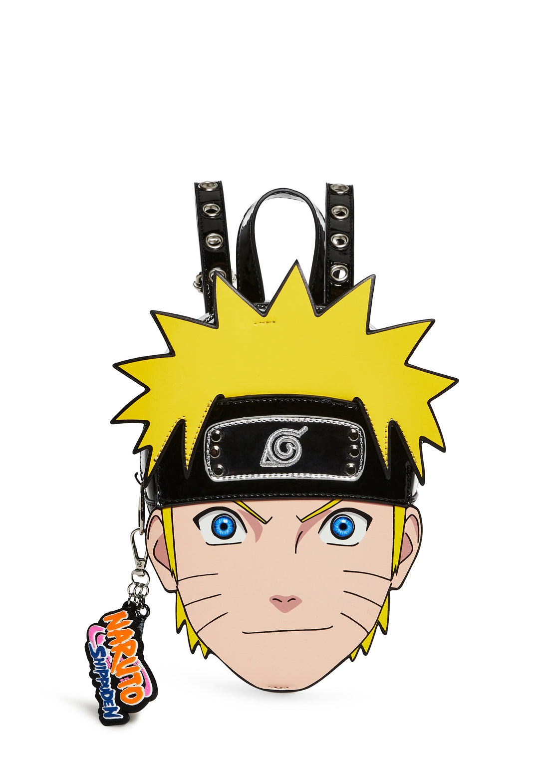 Dolls Kill x NARUTO SHIPPUDEN Naruto Face Shape Die-Cut Patent Vegan Leather Mini Backpack - Multi - Image 2