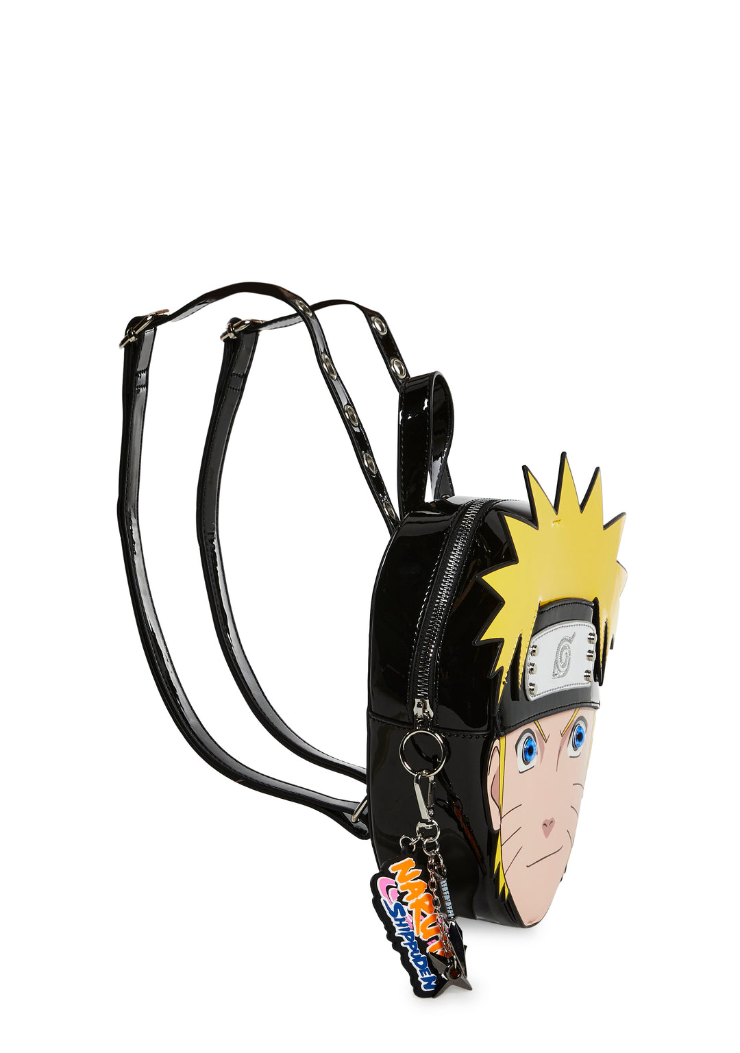 Dolls Kill x NARUTO SHIPPUDEN Naruto Face Shape Die-Cut Patent Vegan Leather Mini Backpack - Multi - Image 3