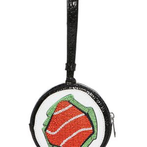 Textured Vegan Leather Rhinestone Philly Sushi Roll Wristlet Current Mood - Multi
