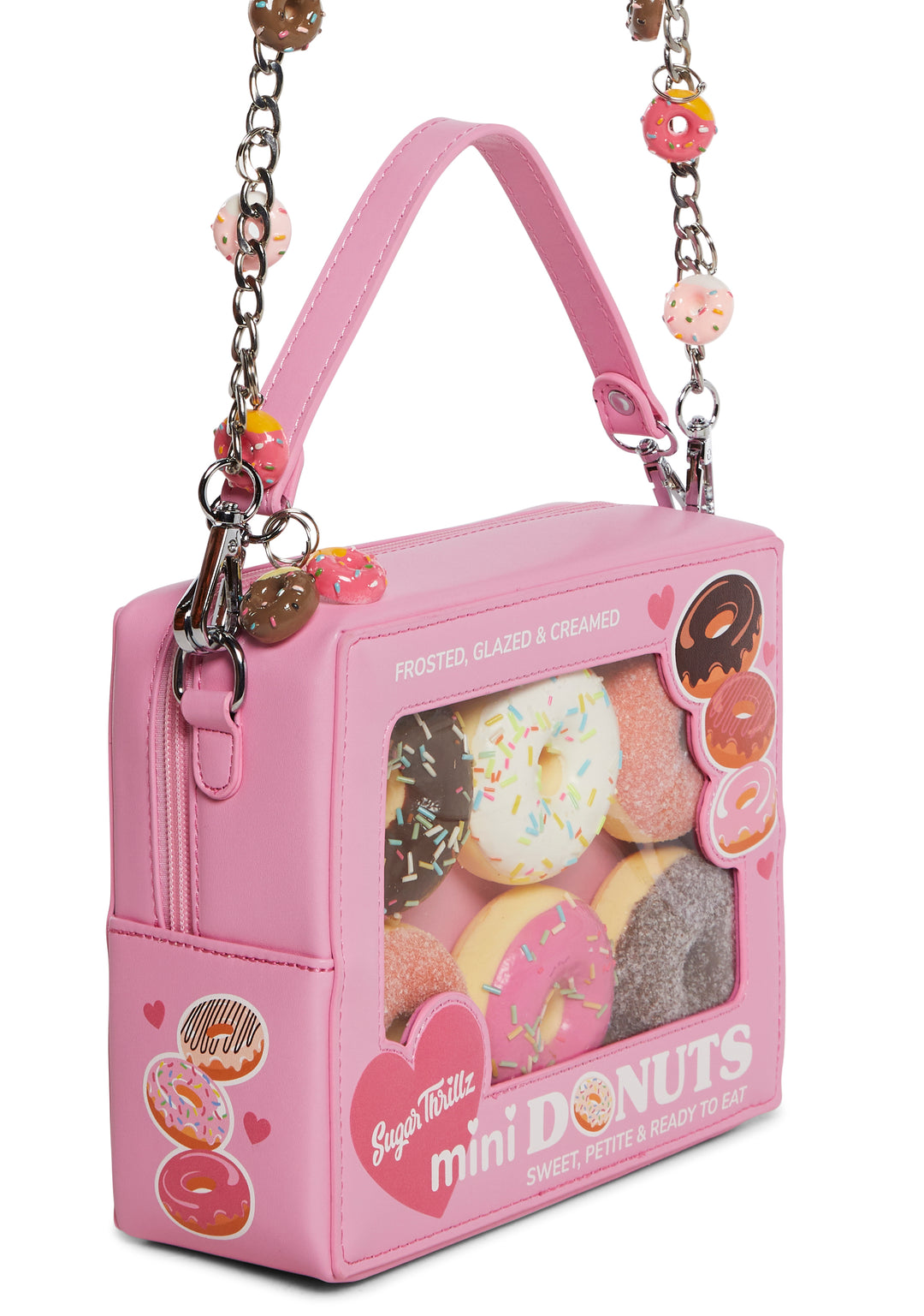 Vegan Leather Chainlink Mini Donut Box Crossbody Bag Sugar Thrillz - Multi - Image 4
