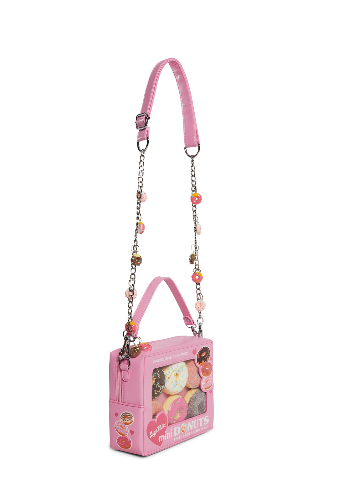 Vegan Leather Chainlink Mini Donut Box Crossbody Bag Sugar Thrillz - Multi - Image 2