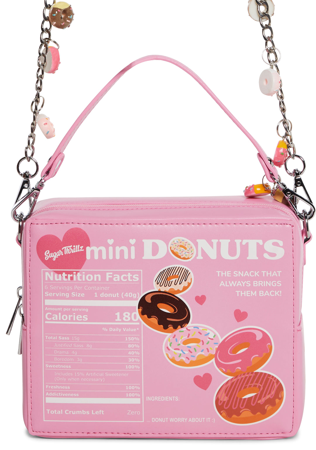 Vegan Leather Chainlink Mini Donut Box Crossbody Bag Sugar Thrillz - Multi - Image 5