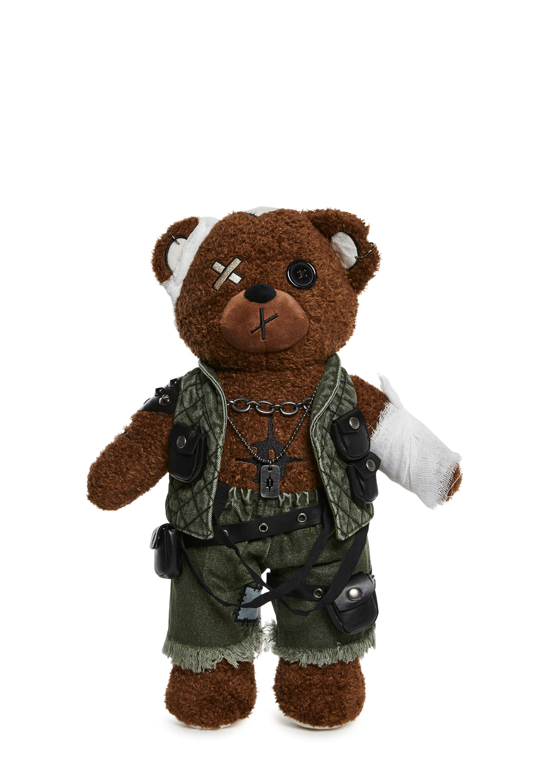 Bandaged Teddy Bear Shaped Plushie Darker Wavs - Multi