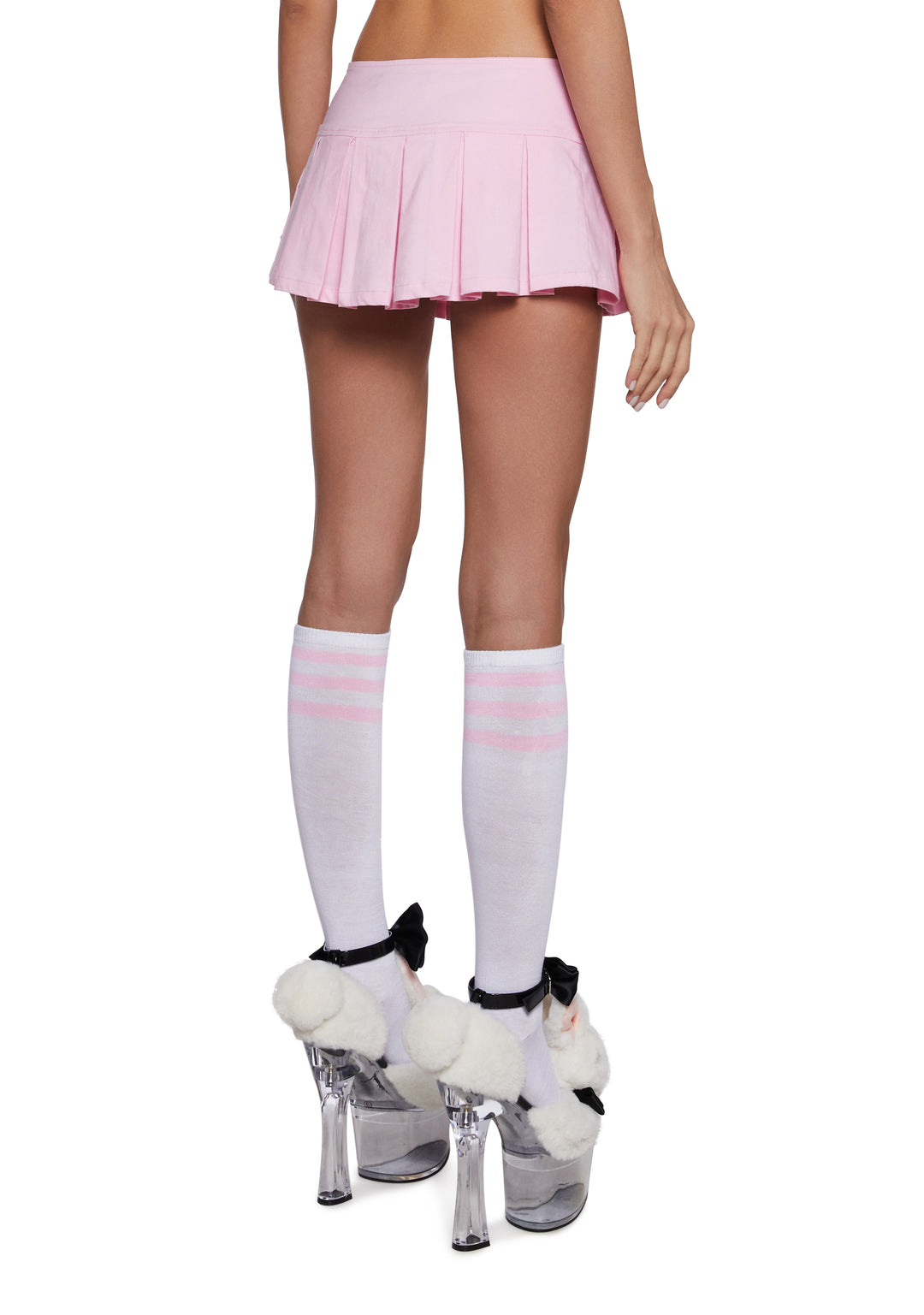 Dolls Kill x Playboy Playmate Twill Buckle Pleated Mini Skirt - Light Pink - Image 4