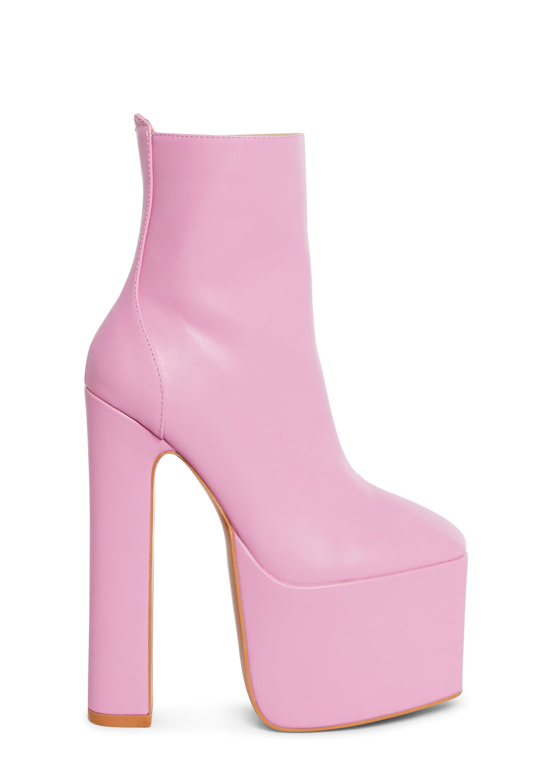 Vegan Leather Platform Ankle Boots - Pink
