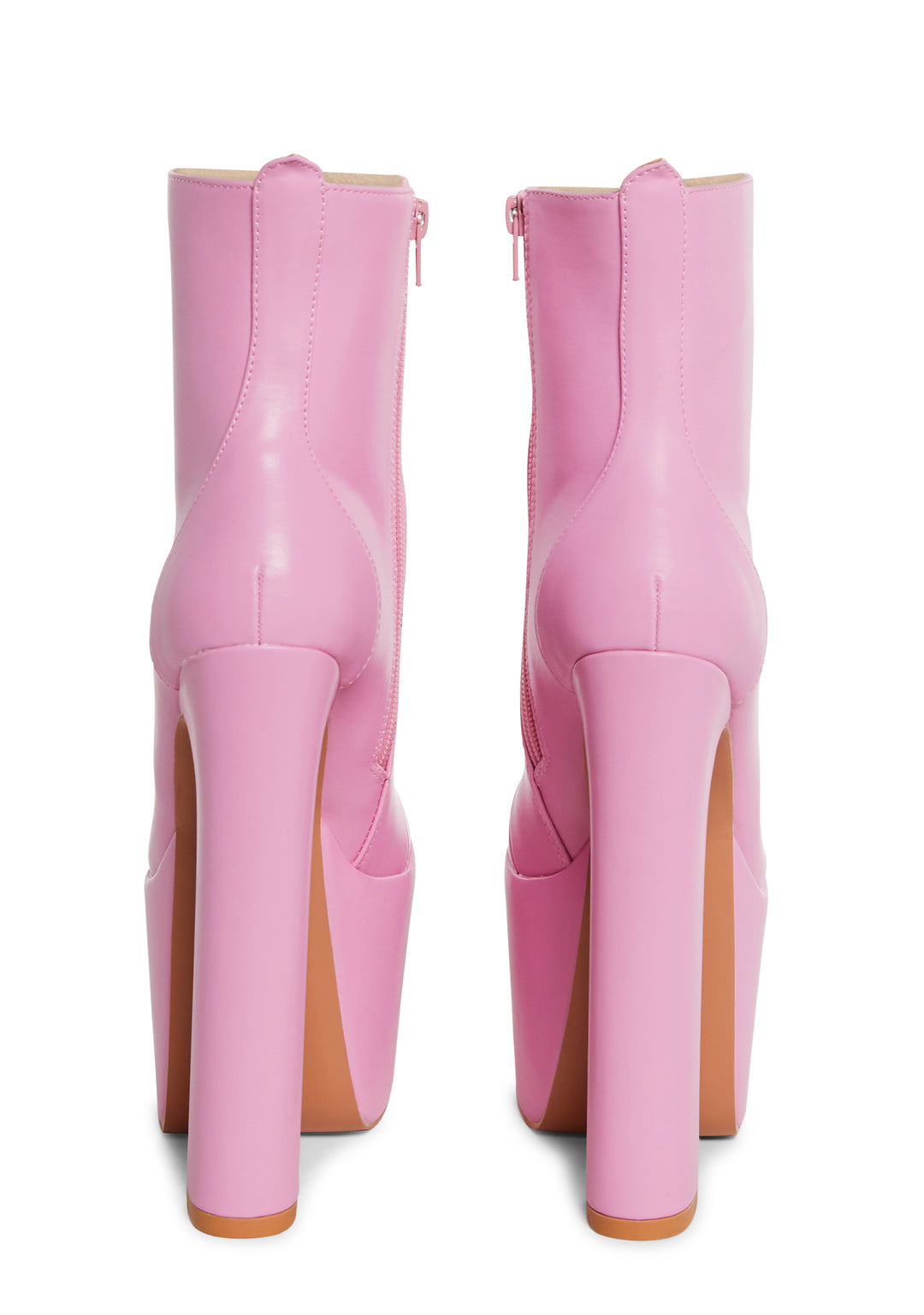 Vegan Leather Platform Ankle Boots - Pink - Image 4