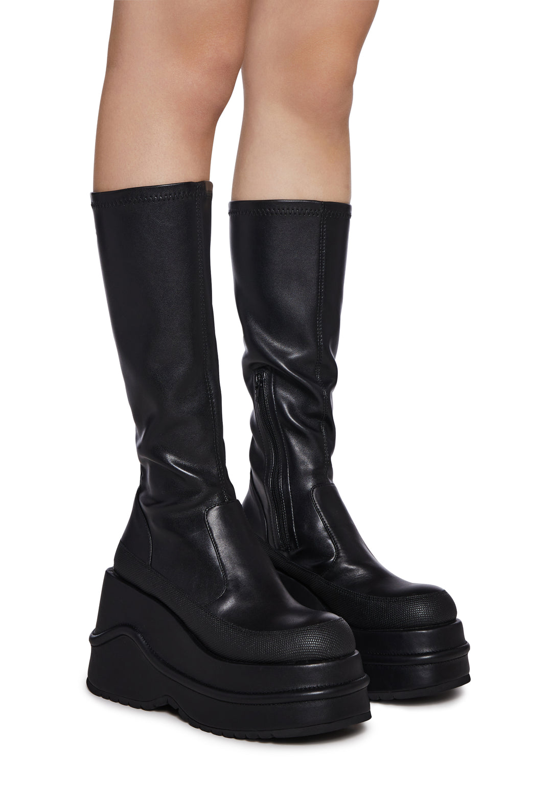 Womens Stretch Wedge Boots Current Mood - Black - Image 3