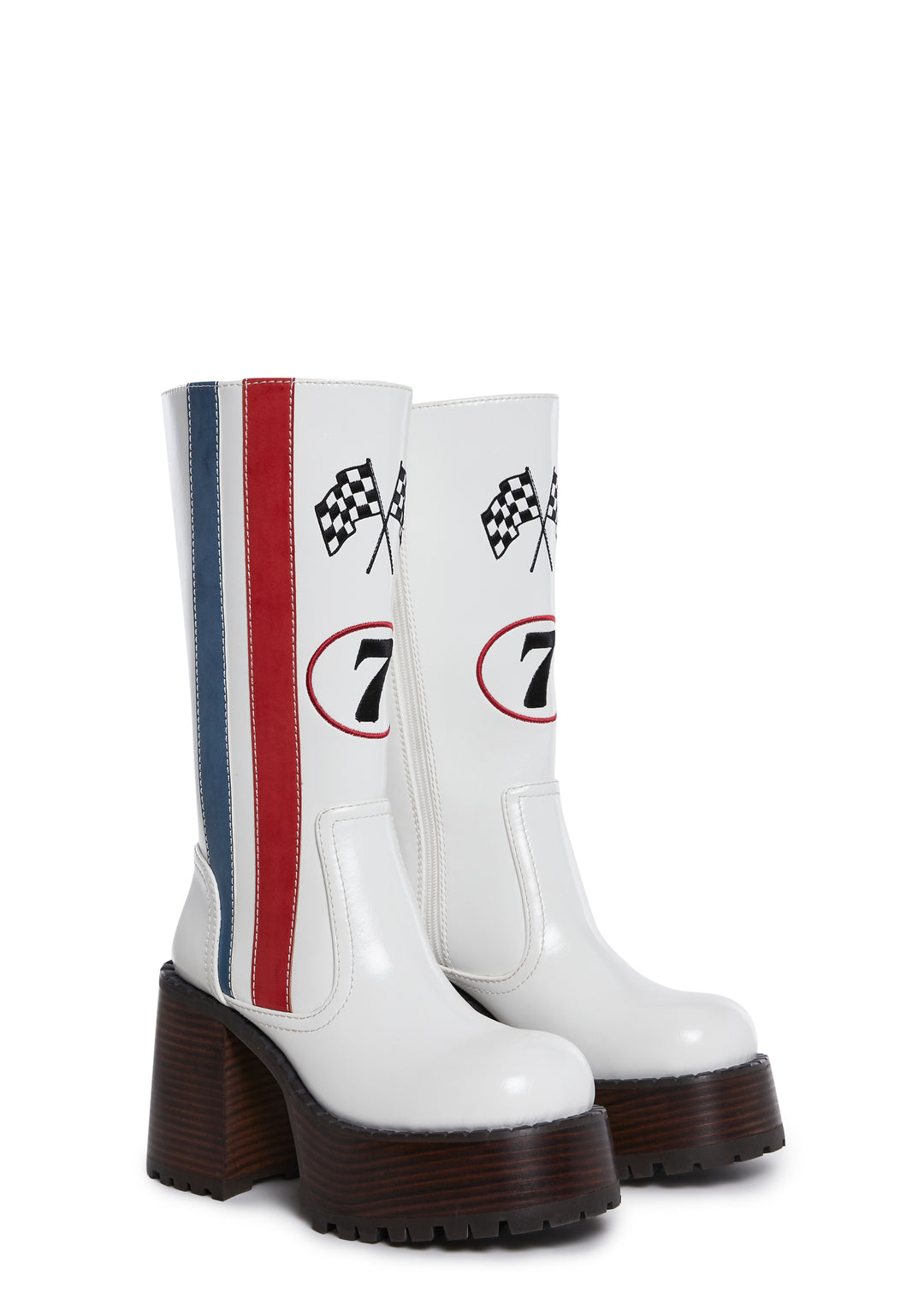 Womens Racing Motor Race Platform Boots Current Mood - White