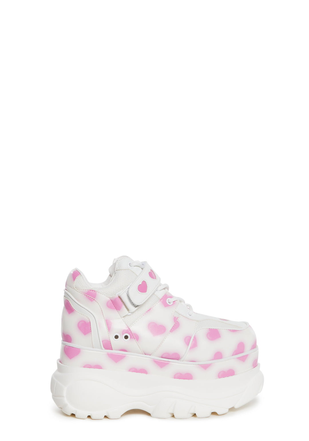 Heart Print Velcro Platform Sneakers Sugar Thrillz - White