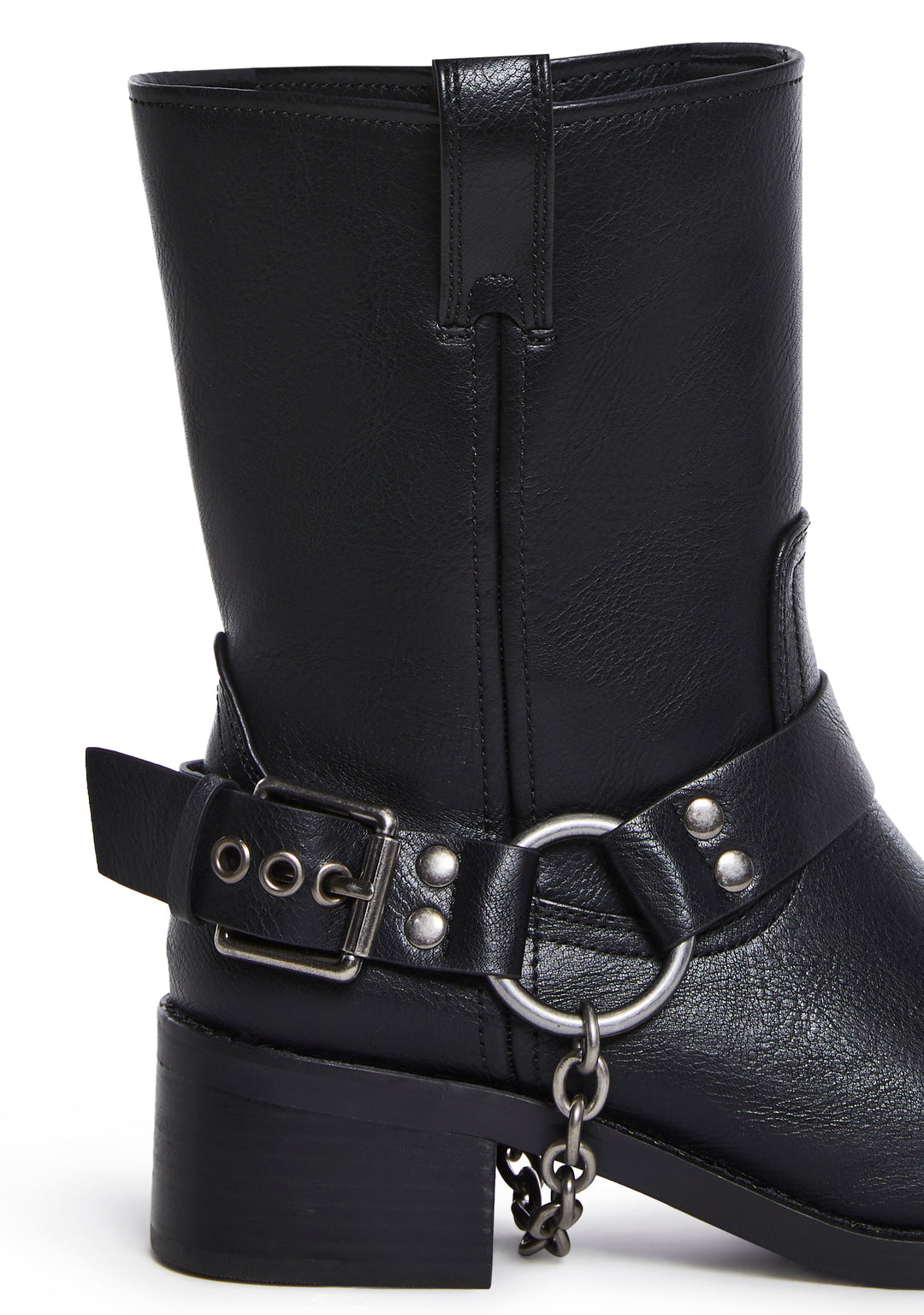Womens Buckle Chainlink Moto Boots Current Mood - Black - Image 2