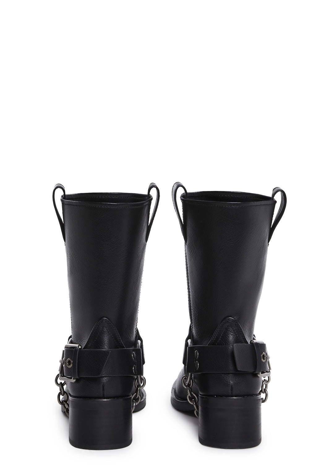 Womens Buckle Chainlink Moto Boots Current Mood - Black - Image 4