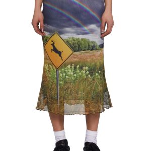 Womens Photo Graphic Rainbow Mesh Skirt Current Mood - Multi