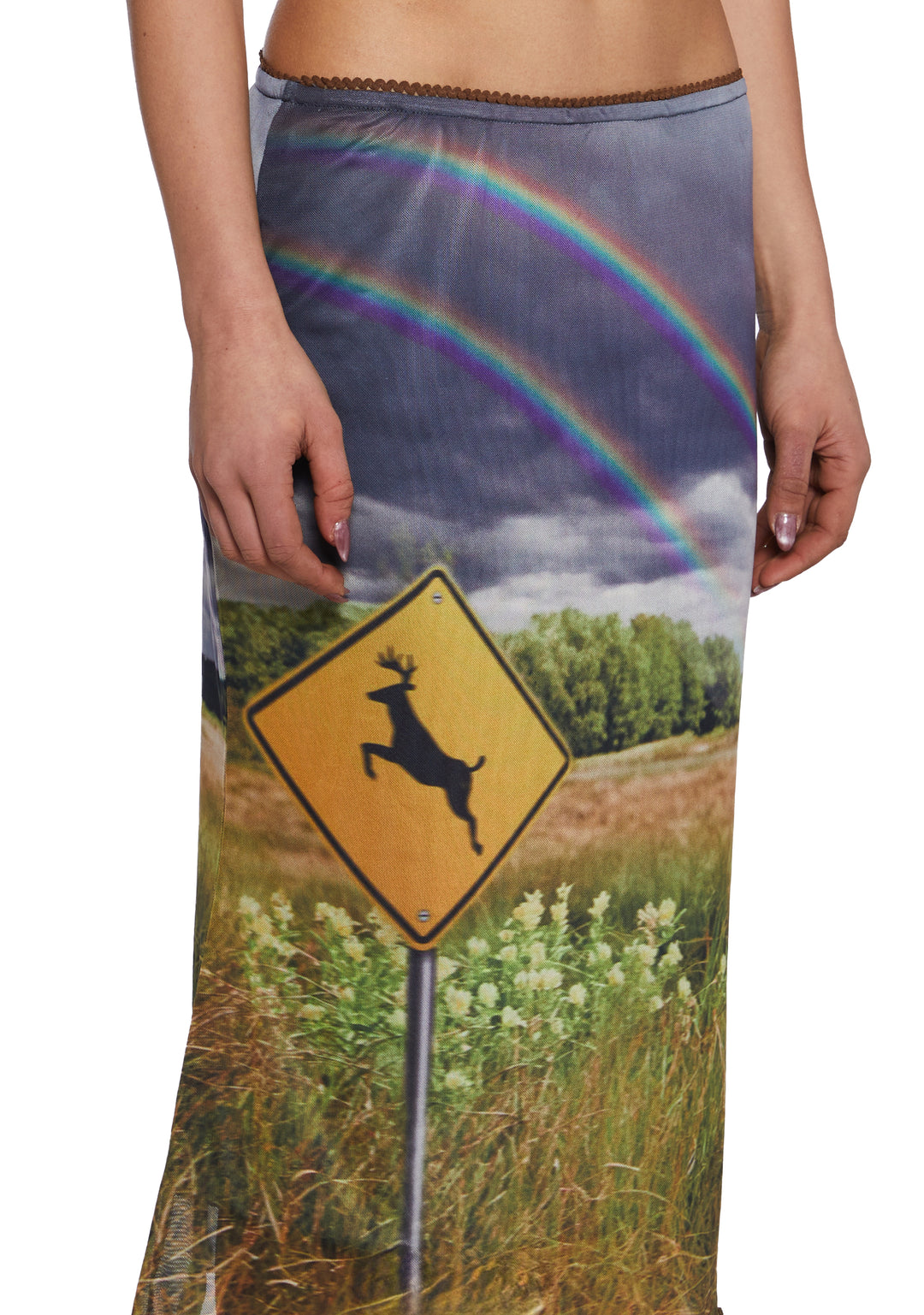 Womens Photo Graphic Rainbow Mesh Skirt Current Mood - Multi - Image 5