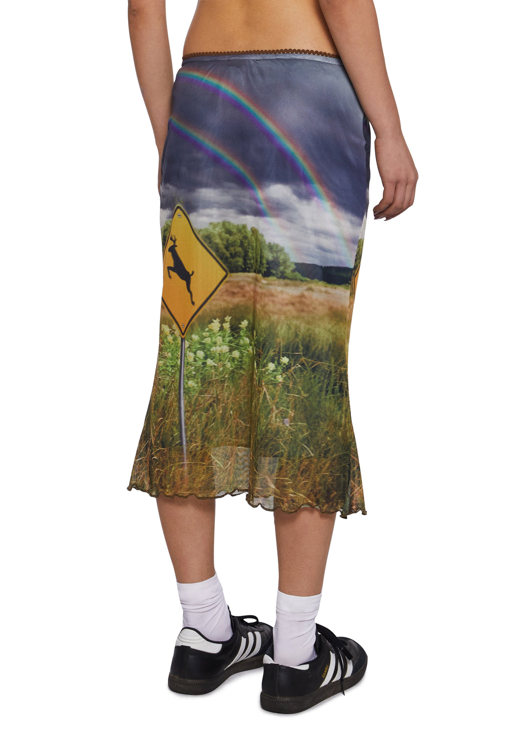 Womens Photo Graphic Rainbow Mesh Skirt Current Mood - Multi - Image 4