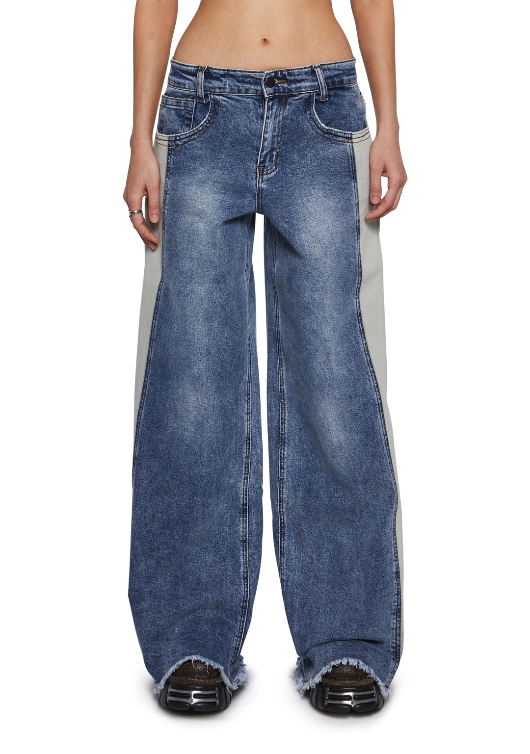 Womens Wide Leg Paneled Jeans Delias - Blue