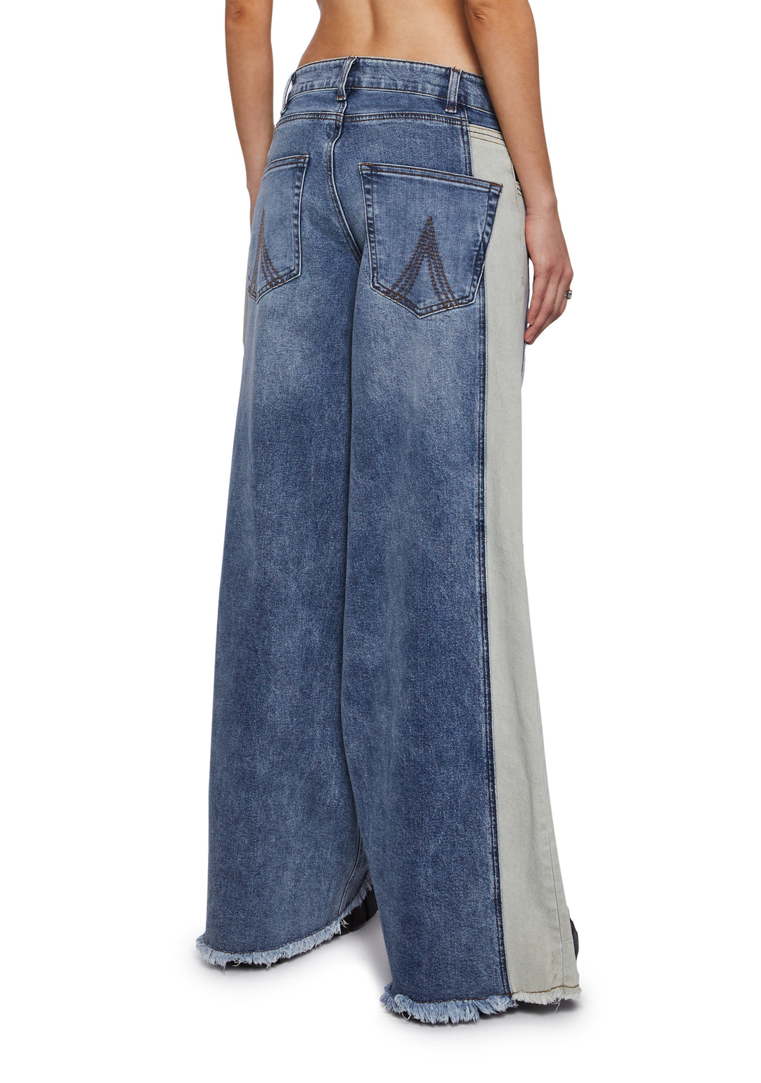 Womens Wide Leg Paneled Jeans Delias - Blue - Image 4
