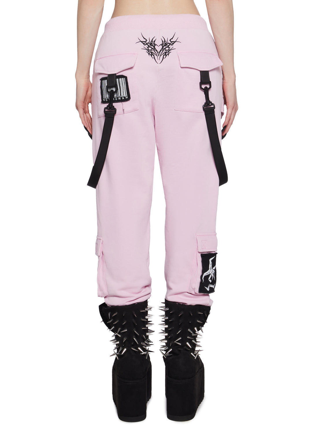 Knit Cyber Graphic Nylon Strap Jogger Sweatpants Widow - Pink - Image 5