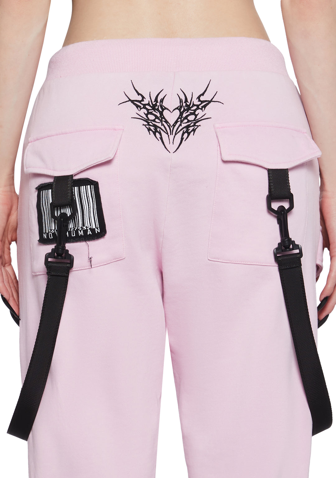 Knit Cyber Graphic Nylon Strap Jogger Sweatpants Widow - Pink - Image 6