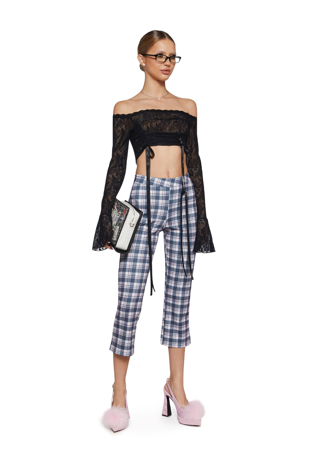 Ponte Knit Plaid Capri Pants Sugar Thrillz - Plaid - Image 2