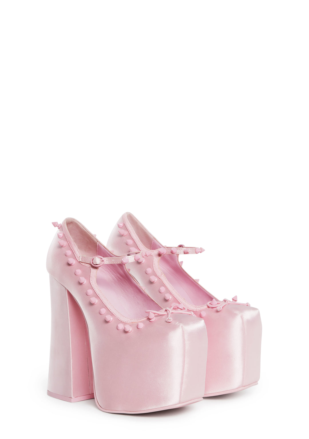Womens Satin Ballet Platform Mary Janes Sugar Thrillz - Pink - Image 3