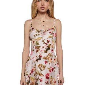Womens Floral Velvet Mini Dress Current Mood - Multi