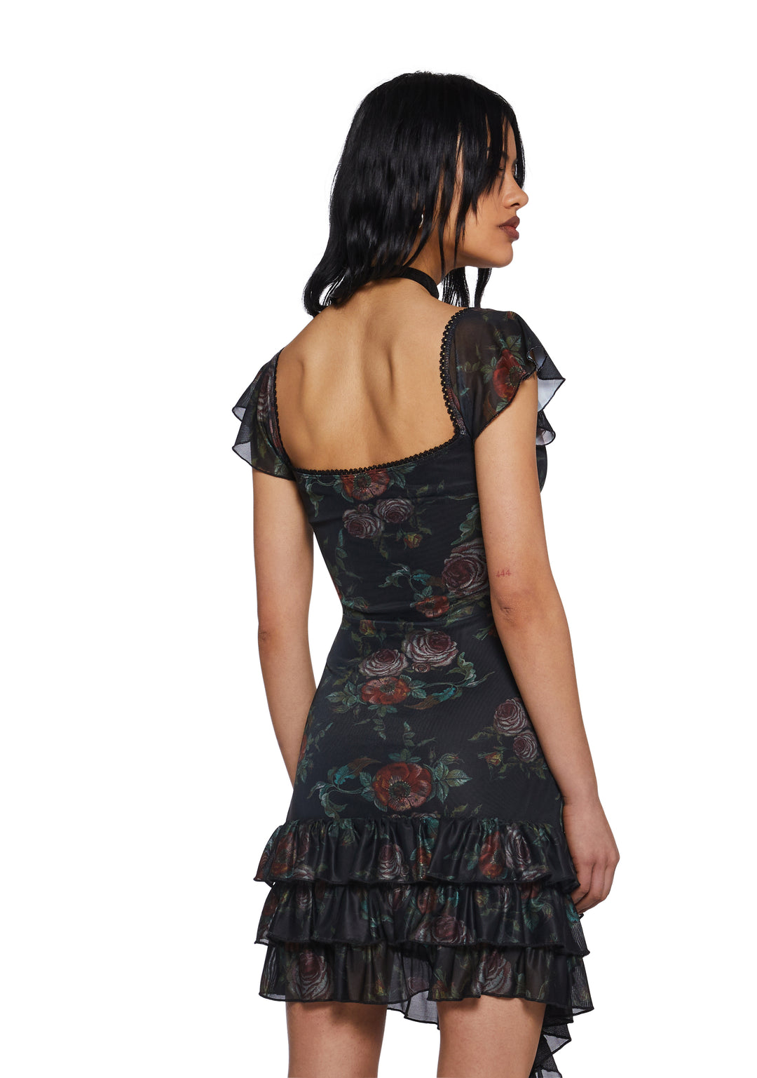 Womens Floral Ruffled Rayon Mini Dress Current Mood - Multi - Image 4