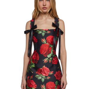 Womens Rose Print Mini Dress Sugar Thrillz - Multi